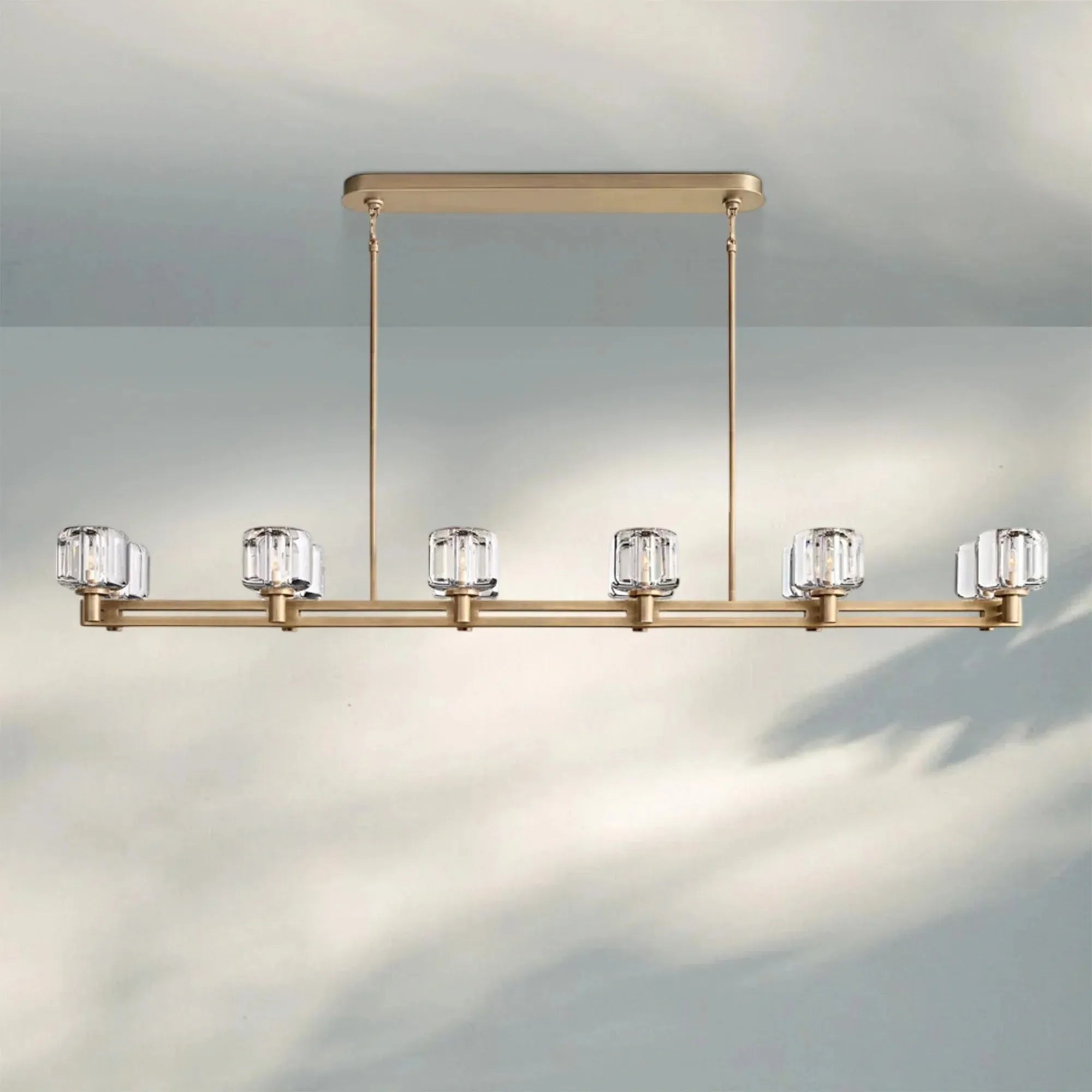 Demart Double Linear Chandelier 54'' 72''-72"W x 13¼"D x 7"H-Brass-