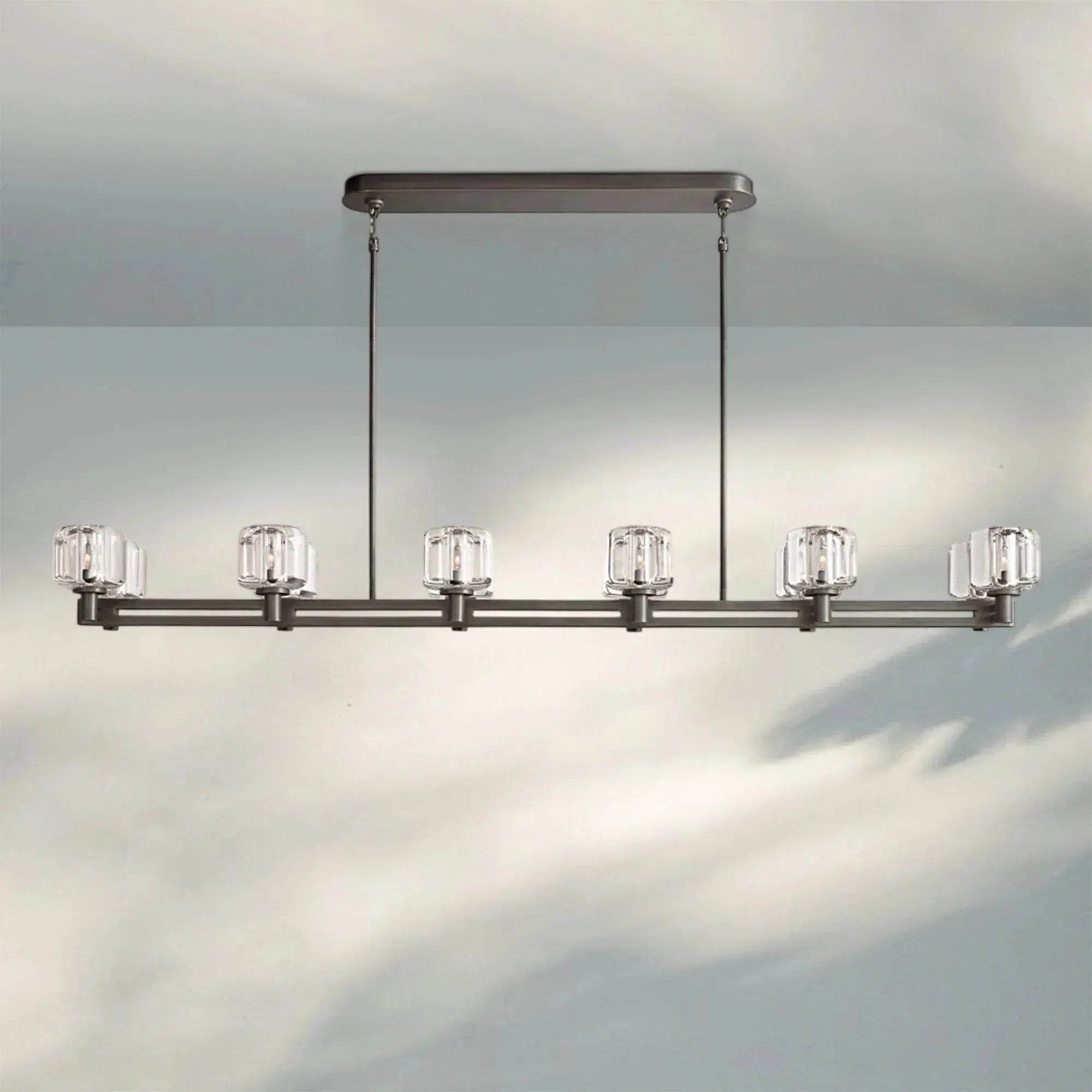 Demart Double Linear Chandelier 54'' 72''-72"W x 13¼"D x 7"H-Black-