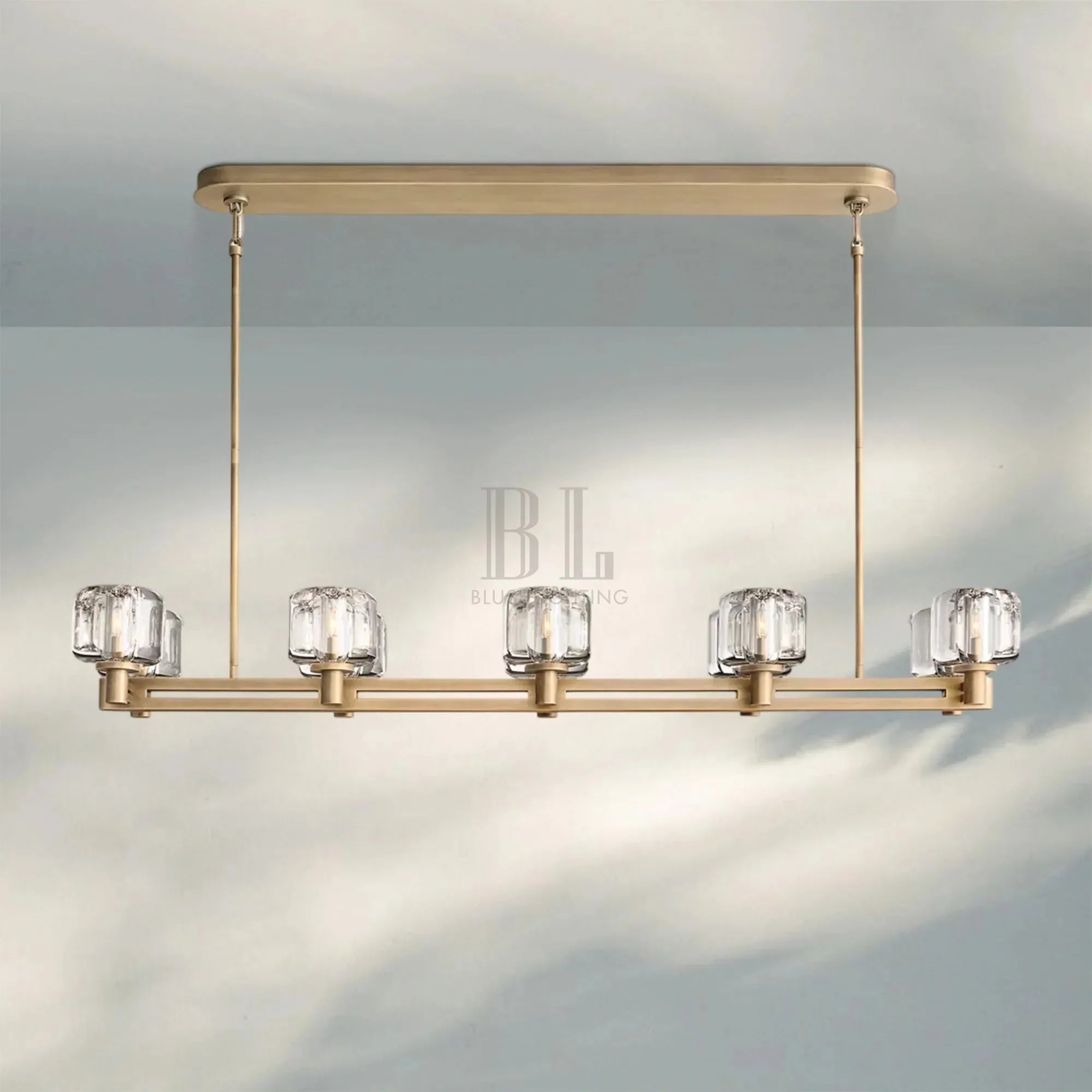 Demart Double Linear Chandelier 54'' 72''-54"W x 13¼"D x 7"H-Brass-