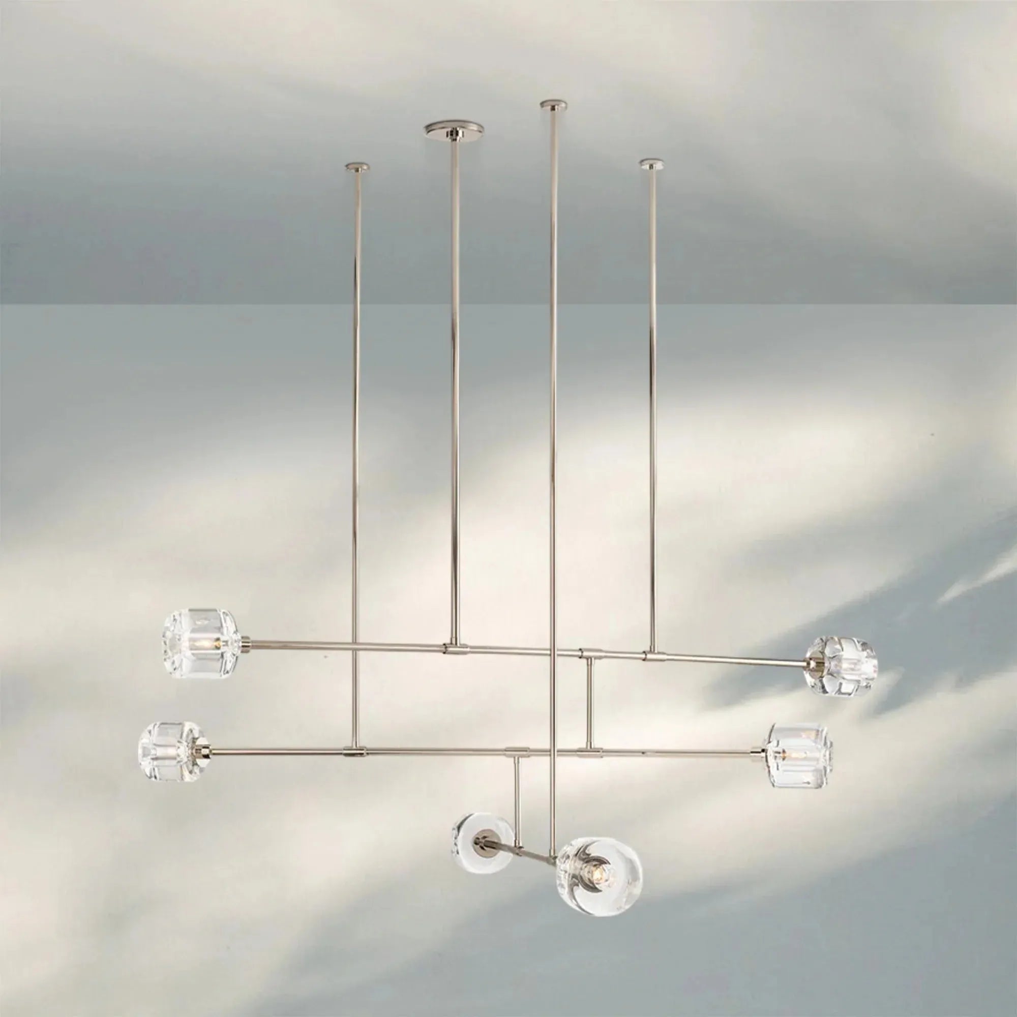 Demart Mobile 3-Tier Round Chandelier 48'' 62''-62''-Polished Nickel-