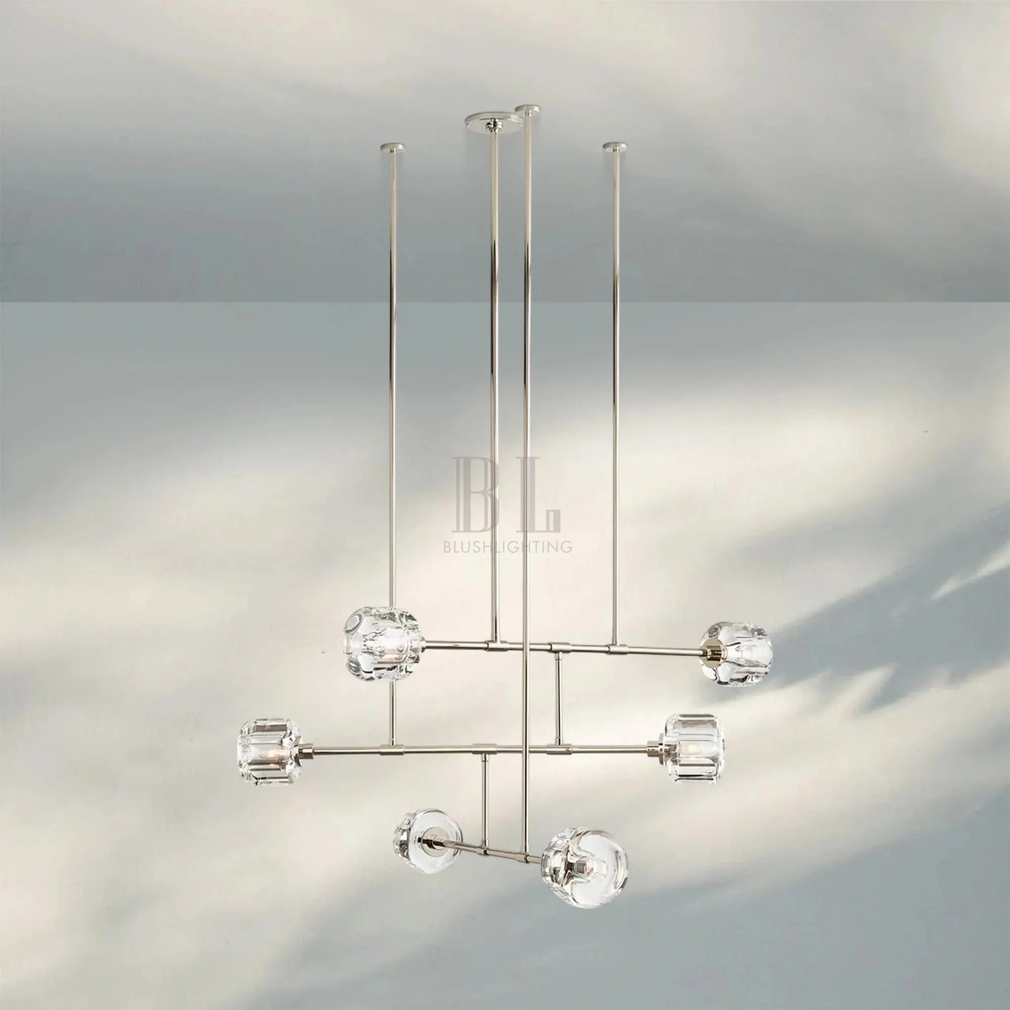 Demart Mobile 3-Tier Round Chandelier 48'' 62''-48''-Polished Nickel-