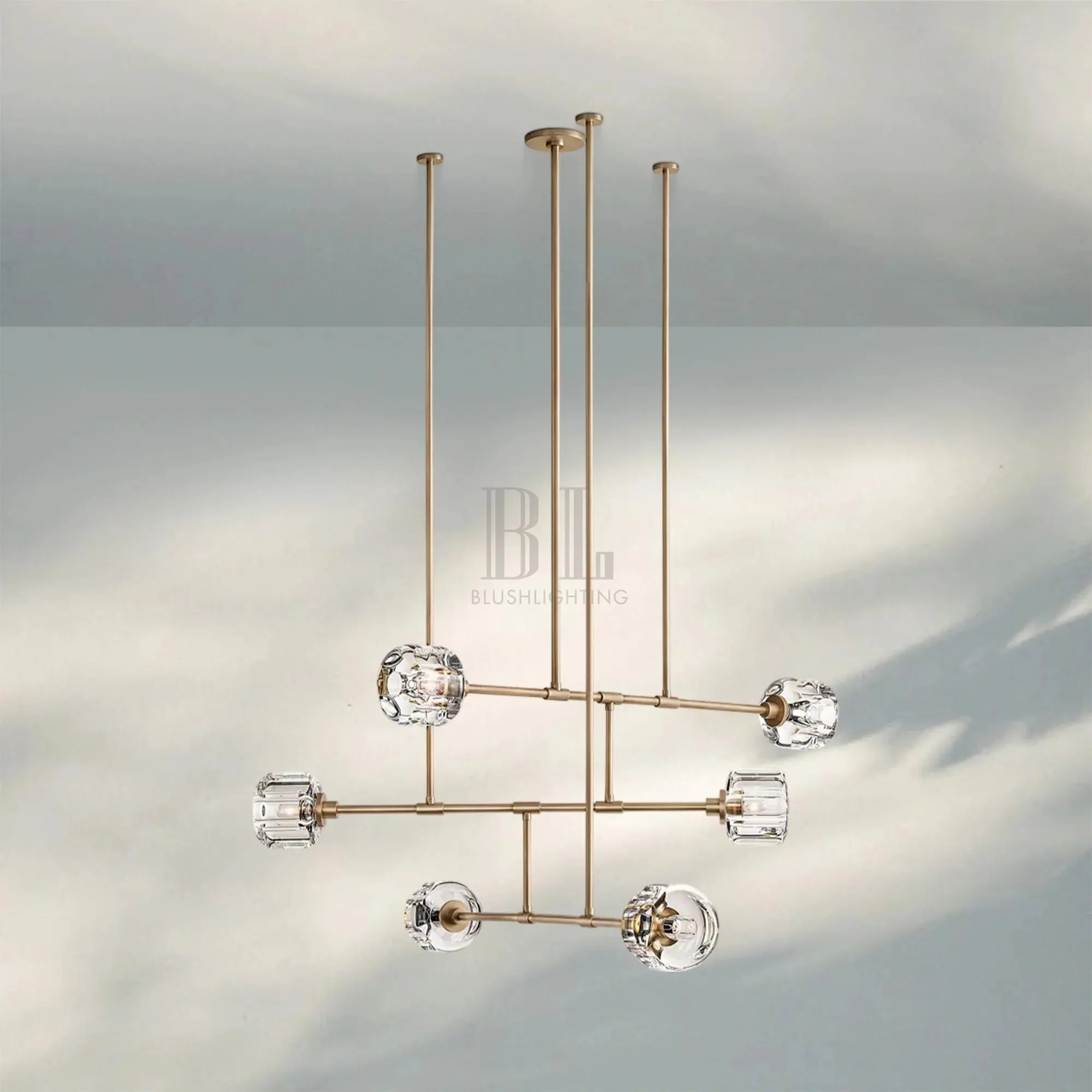 Demart Mobile 3-Tier Round Chandelier 48'' 62''-48''-Brass-