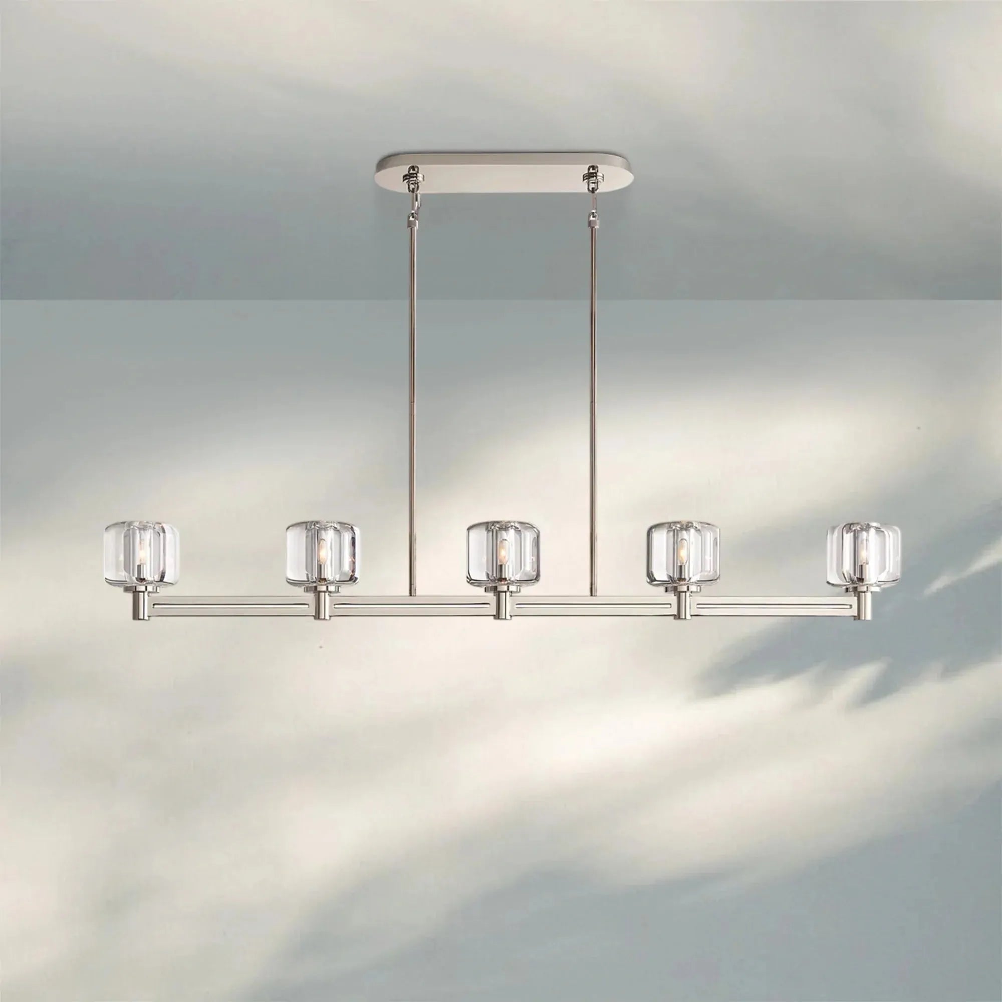 Demart Single Linear Chandelier 54'' 72''-54''-Polished Nickel-