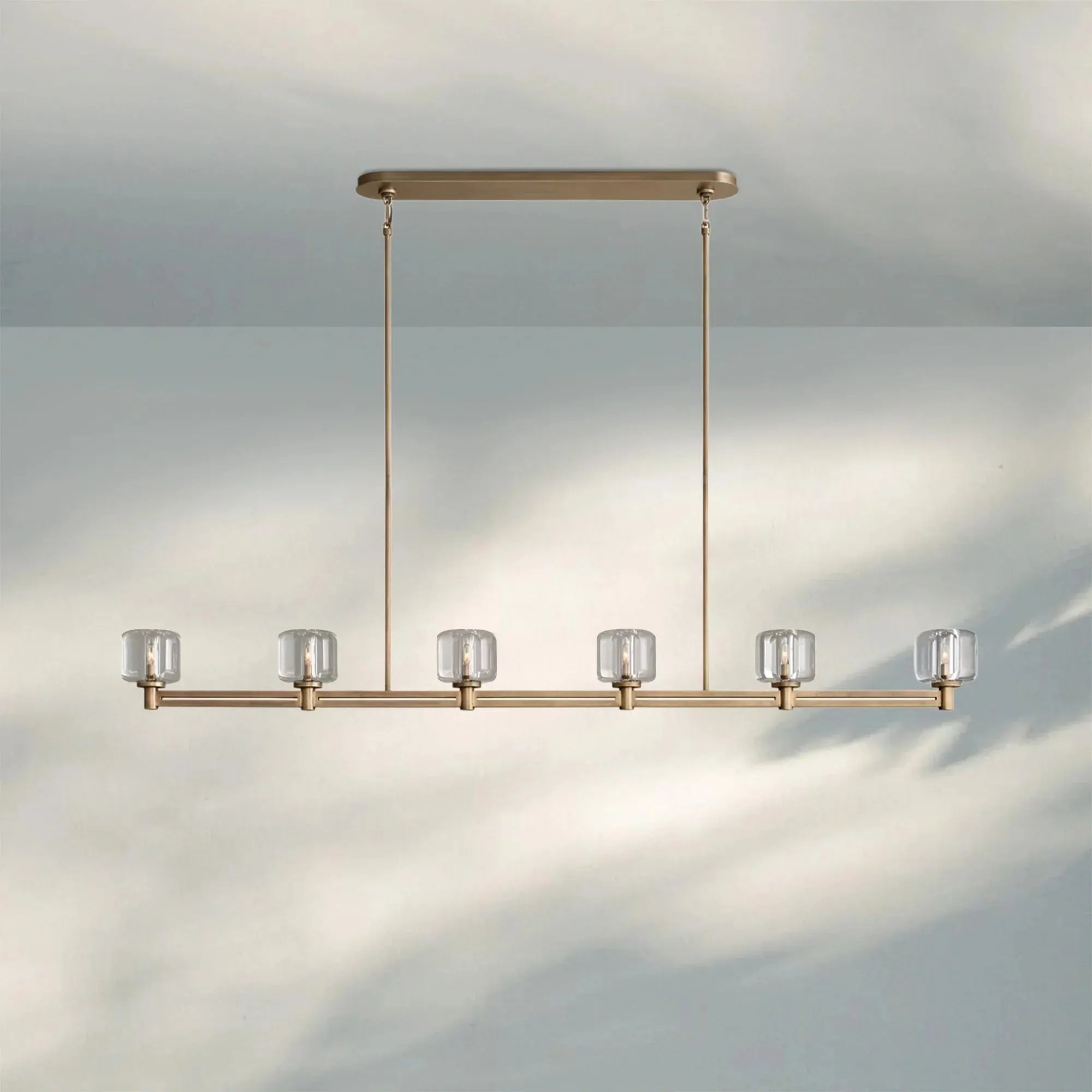 Demart Single Linear Chandelier 54'' 72''-72''-Brass-