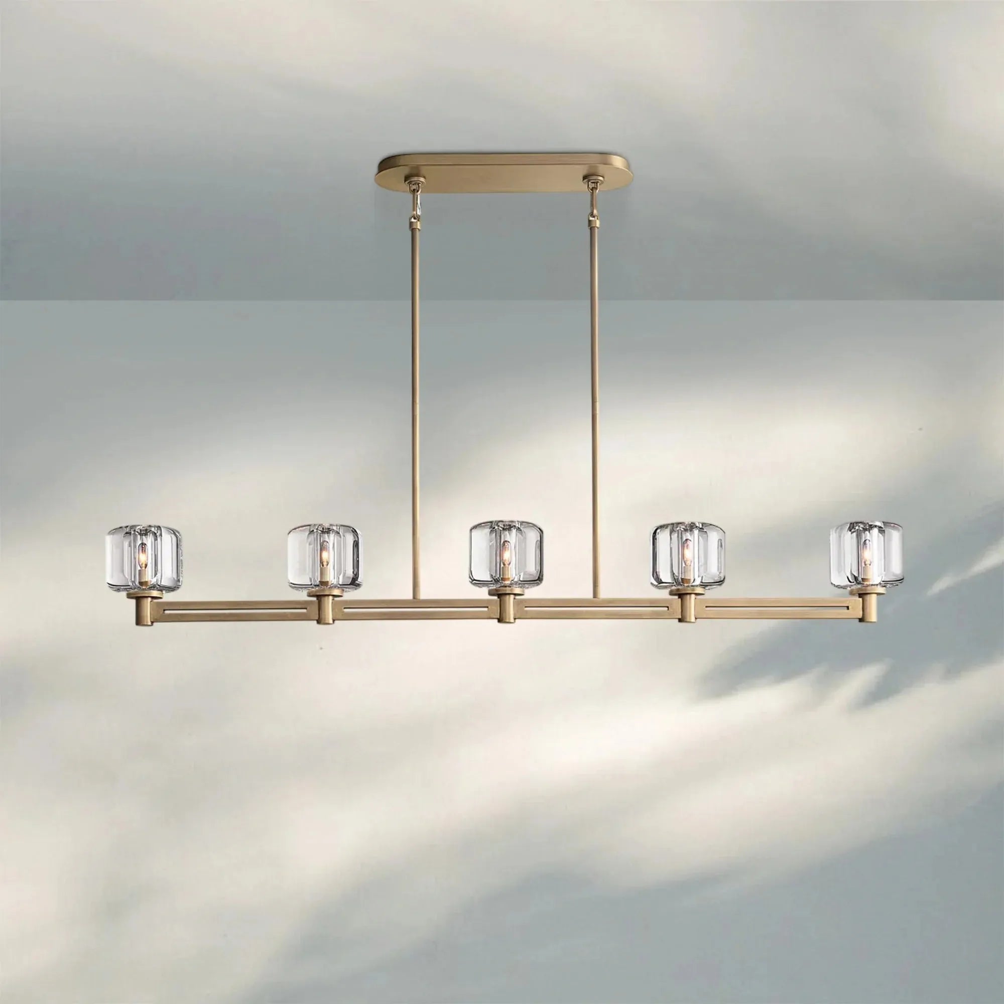 Demart Single Linear Chandelier 54'' 72''-54''-Brass-