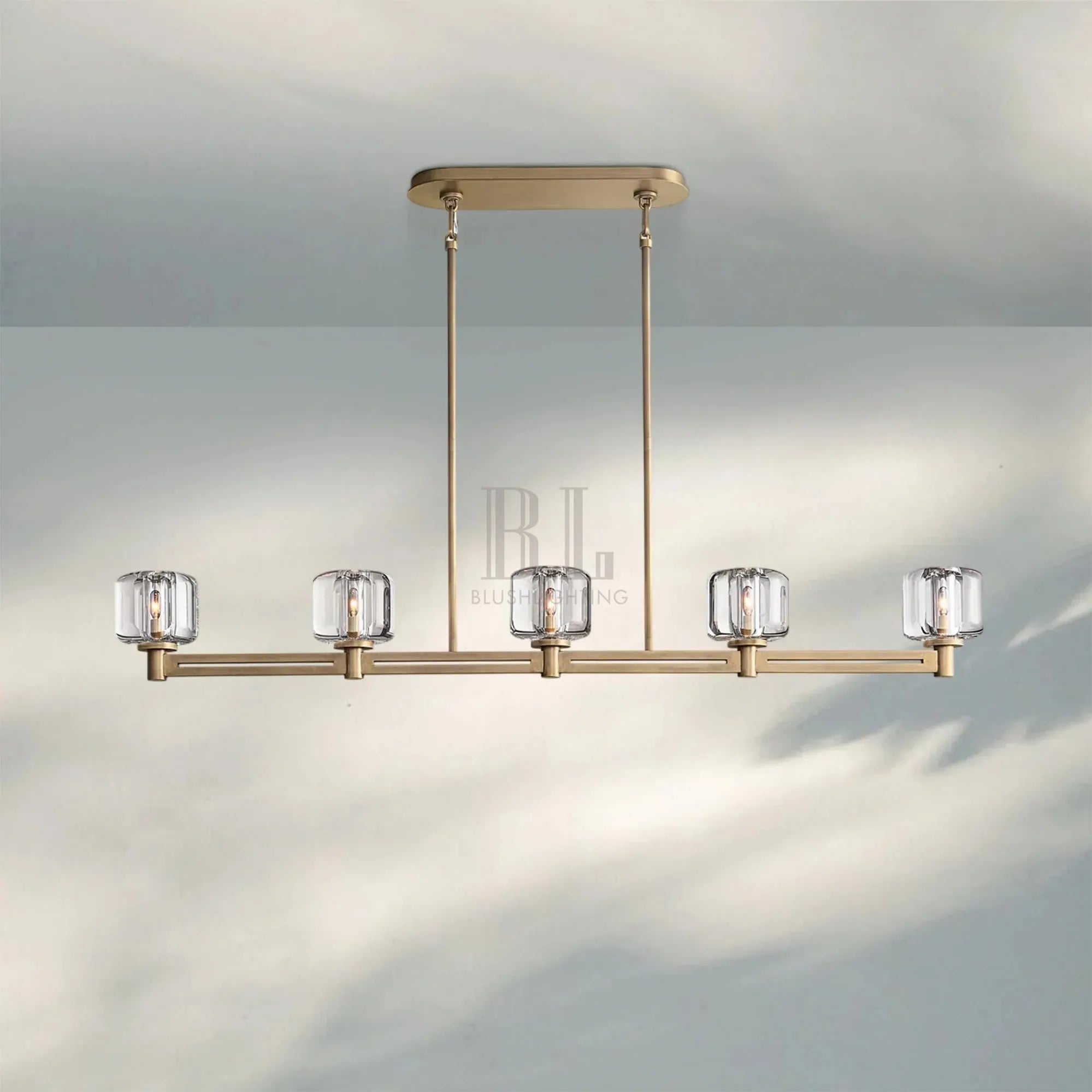 Demart Single Linear Chandelier 54'' 72''-54''-Brass-