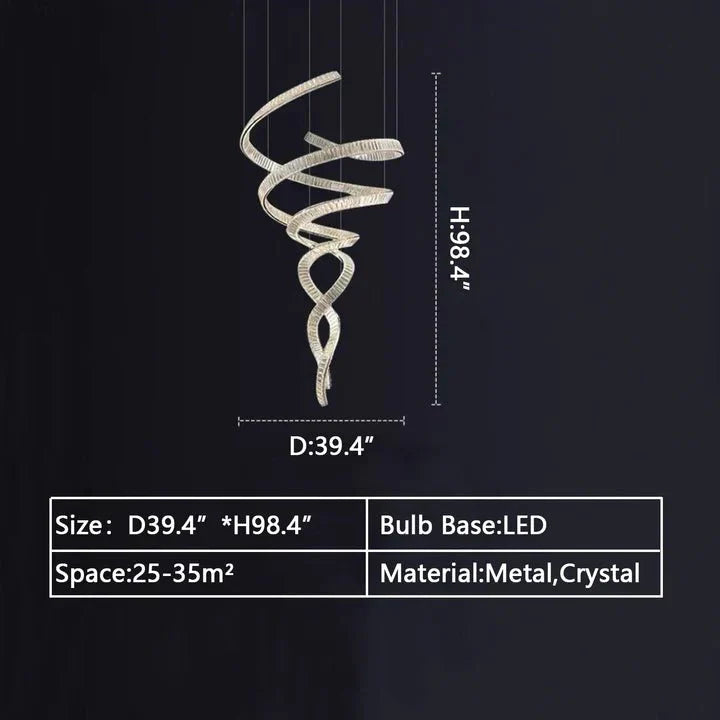 Designer Foyer Living Room Ceiling Light Fixture Stylish Spiral Crystal Chandelier for Hotel Entrance - Blushlighting