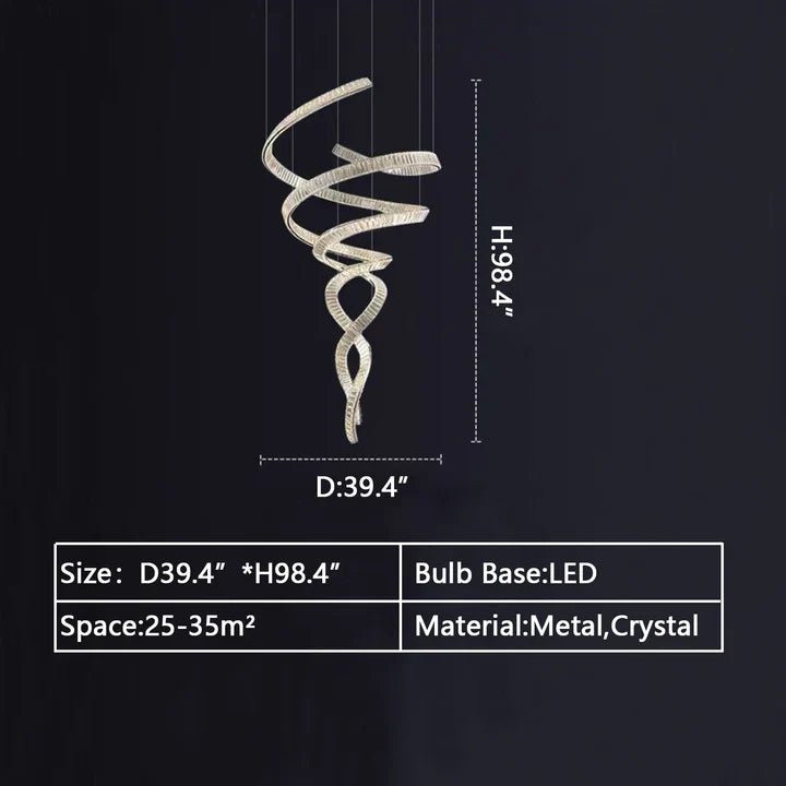 Designer Foyer Living Room Ceiling Light Fixture Stylish Spiral Crystal Chandelier for Hotel Entrance - Blushlighting