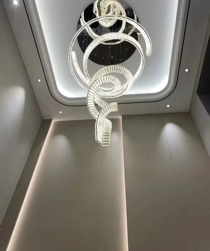 Designer Foyer Living Room Ceiling Light Fixture Stylish Spiral Crystal Chandelier for Hotel Entrance - Blushlighting