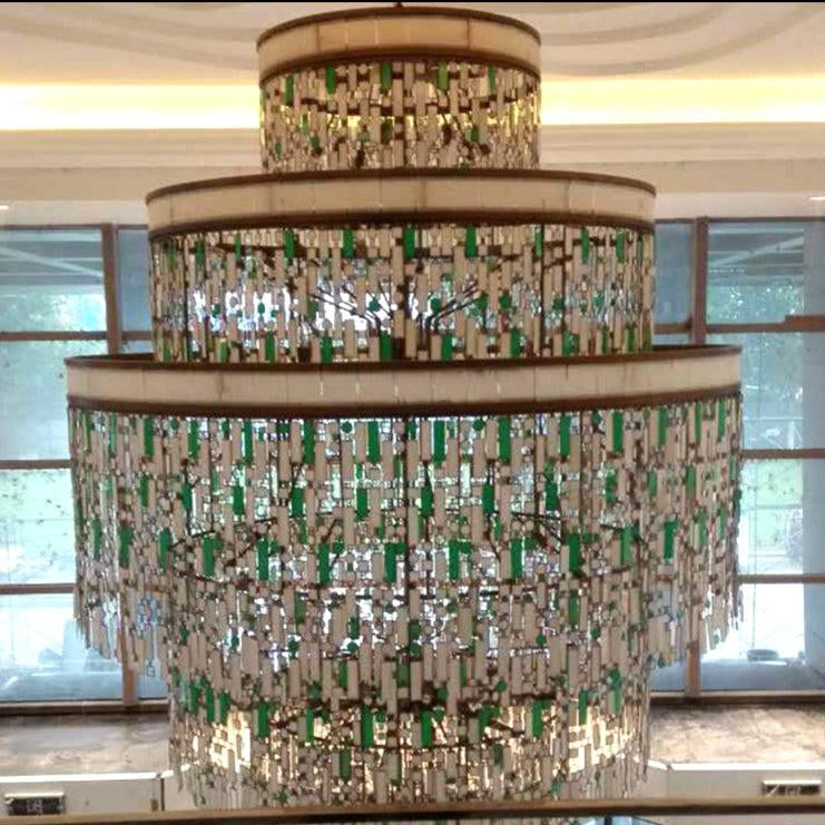 Designer Style Multi-tier Vintage Colorful Plaid Glass Chandelier for Hallway/Living Room/Foyer - D18.0"*H16.5"Blushlighting