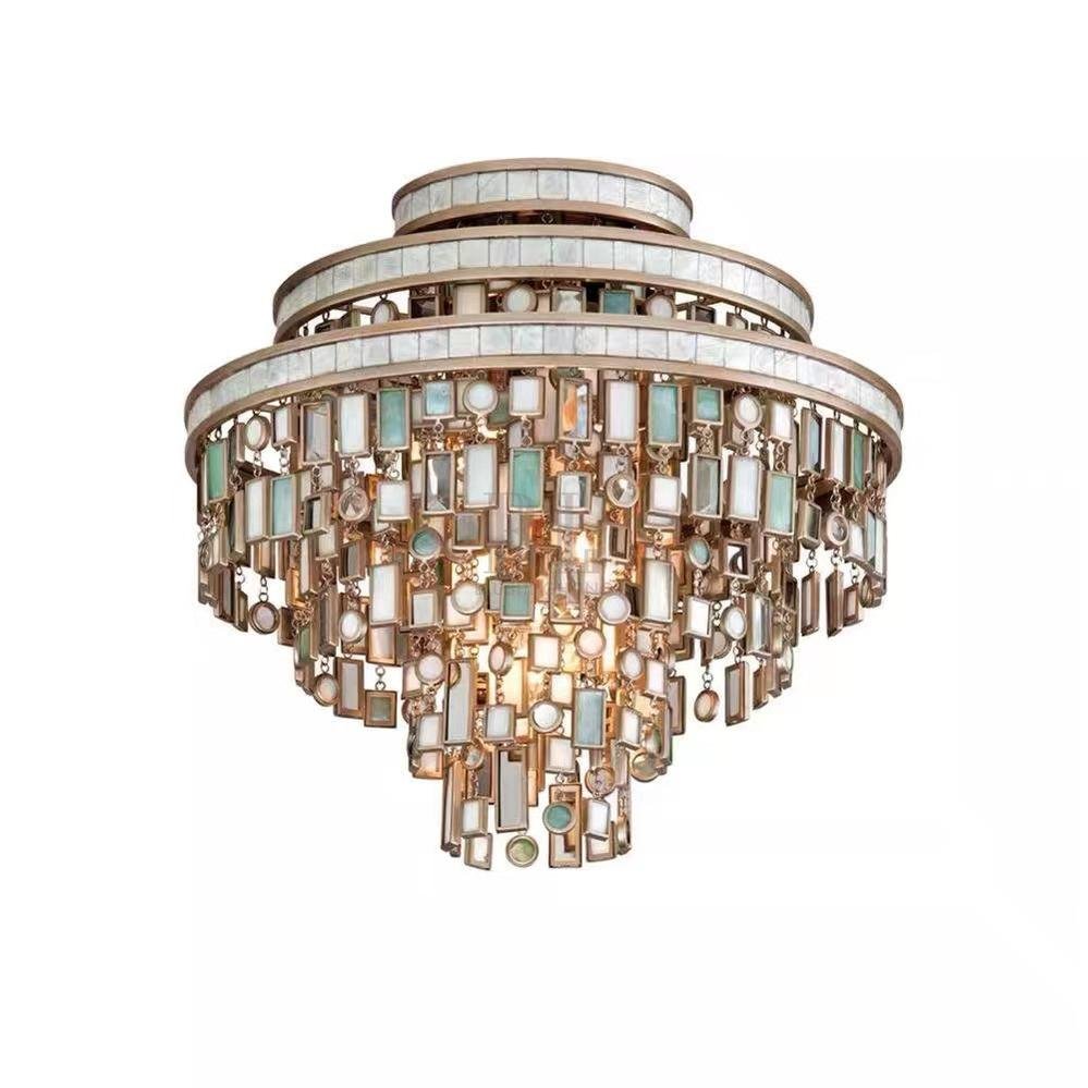 Designer Style Multi-tier Vintage Colorful Plaid Glass Chandelier for Hallway/Living Room/Foyer - D18.0"*H16.5"Blushlighting
