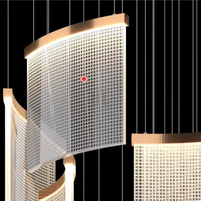 Designer Tile Chandelier For Foyer And High Ceiling Living Room - 17 Lights/D35.4"*H118.1"White LightBlushlighting