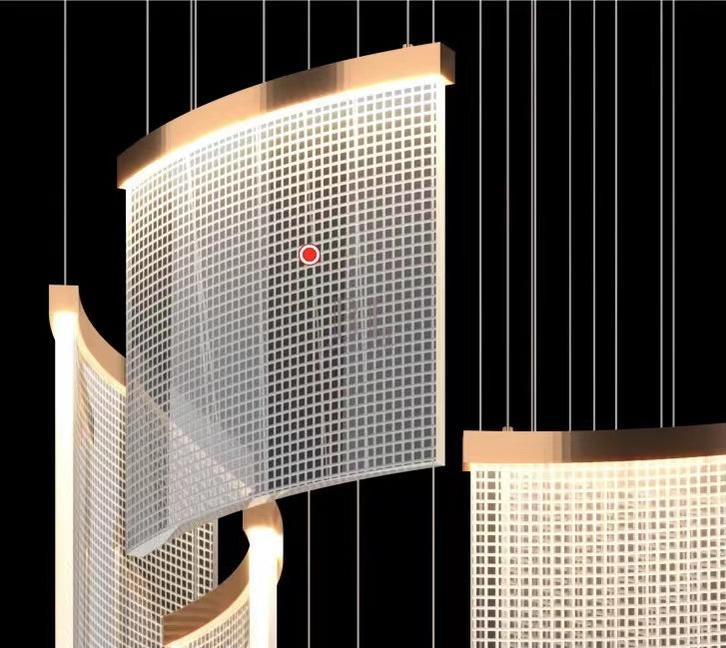 Designer Tile Chandelier For Foyer And High Ceiling Living Room - 17 Lights/D35.4"*H118.1"White LightBlushlighting
