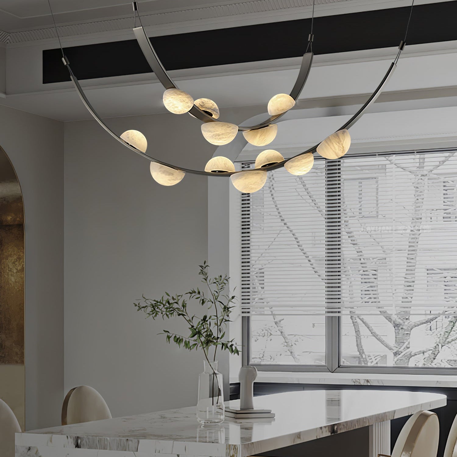 Dew Drops Alabaster Chandelier - L 188cm x H 120cm / L 74″ x H 47.2″Black & WhiteWarm LightBlushlighting