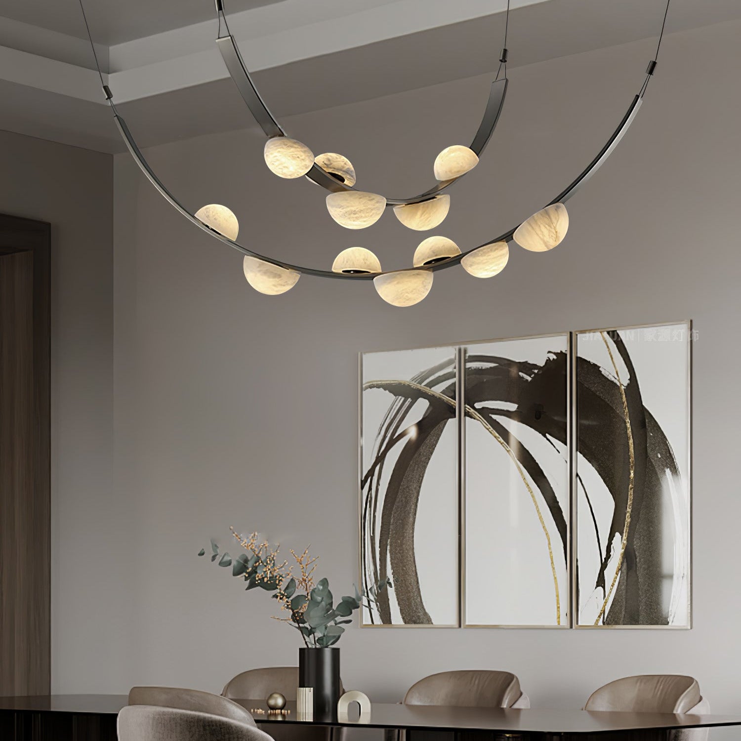 Dew Drops Alabaster Chandelier - L 188cm x H 120cm / L 74″ x H 47.2″Black & WhiteWarm LightBlushlighting