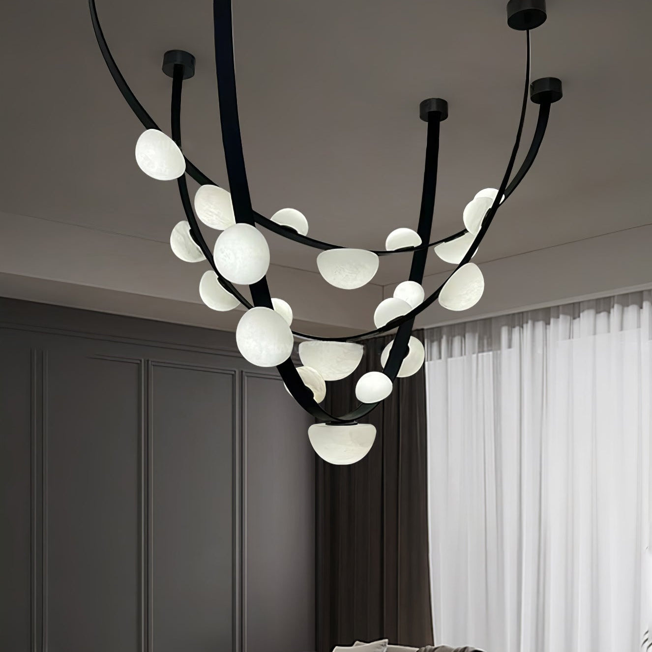 Dew Drops Alabaster Chandelier - L 188cm x H 120cm / L 74″ x H 47.2″Black & WhiteWarm LightBlushlighting