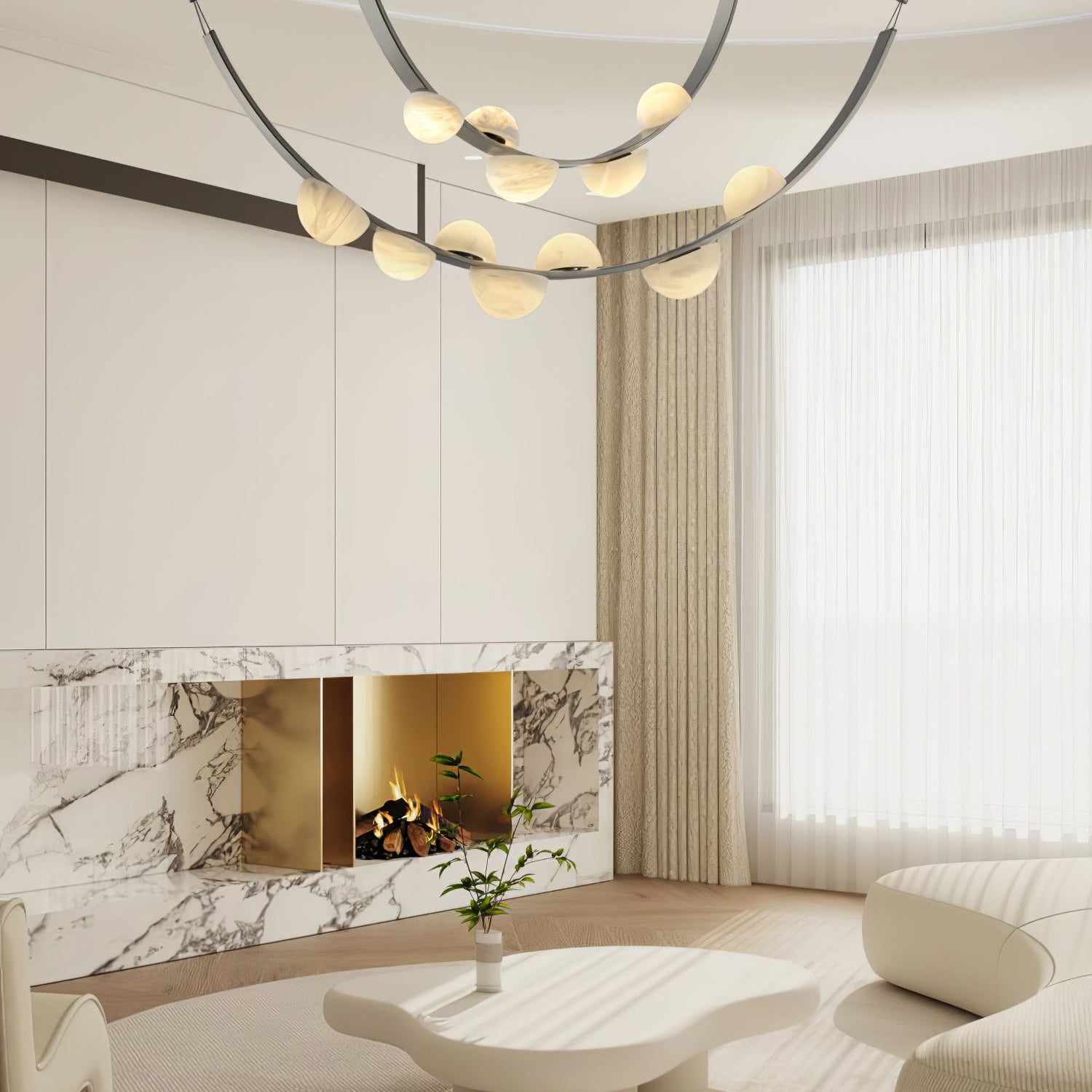 Dew Drops Alabaster Chandelier - L 188cm x H 120cm / L 74″ x H 47.2″Black & WhiteWarm LightBlushlighting