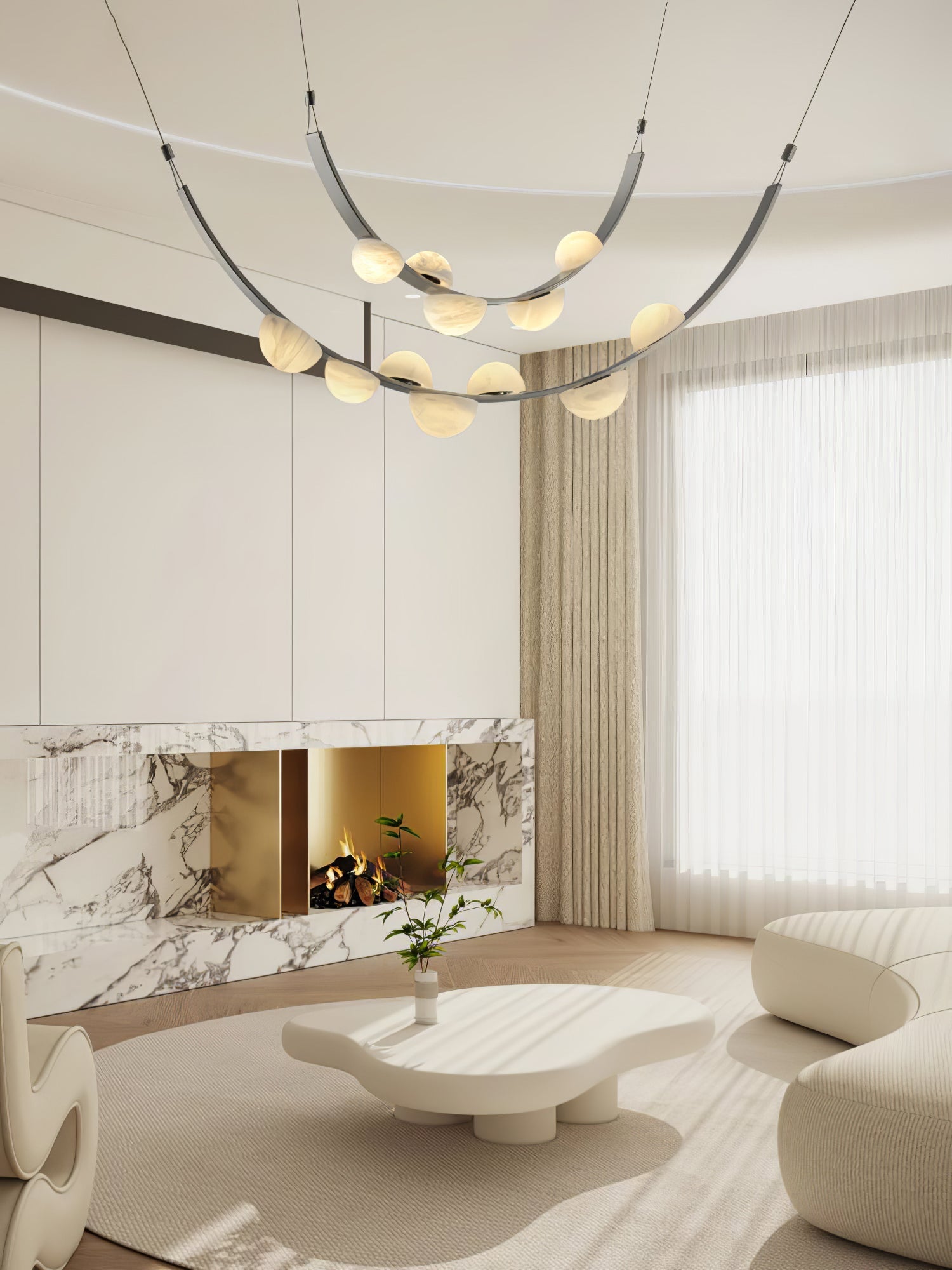 Dew Drops Alabaster Chandelier - L 188cm x H 120cm / L 74″ x H 47.2″Black & WhiteWarm LightBlushlighting