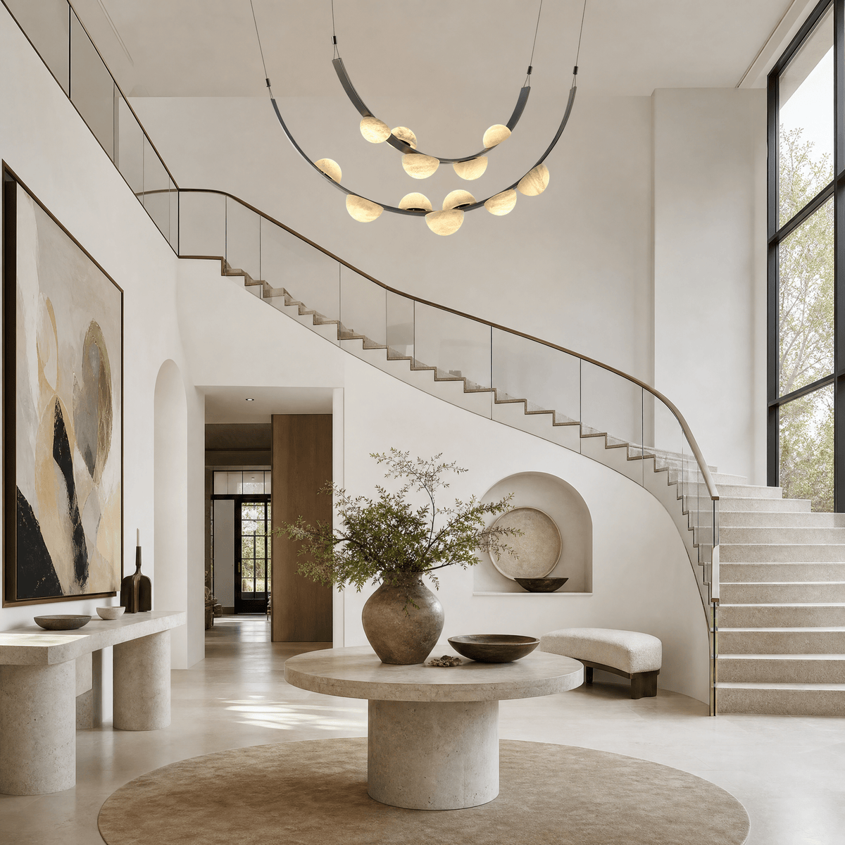 Dew Drops Alabaster LED Chandelier – Black White Warm Light - L 70.9″ x H 23.6″Black & WhiteWarm LightBlushlighting