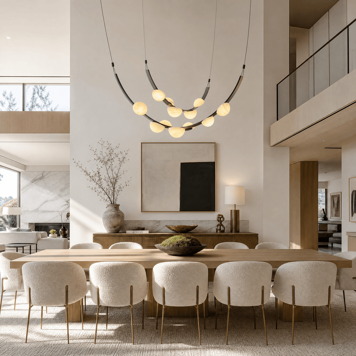 Dew Drops Alabaster LED Chandelier – Black White Warm Light - L 70.9″ x H 23.6″Black & WhiteWarm LightBlushlighting
