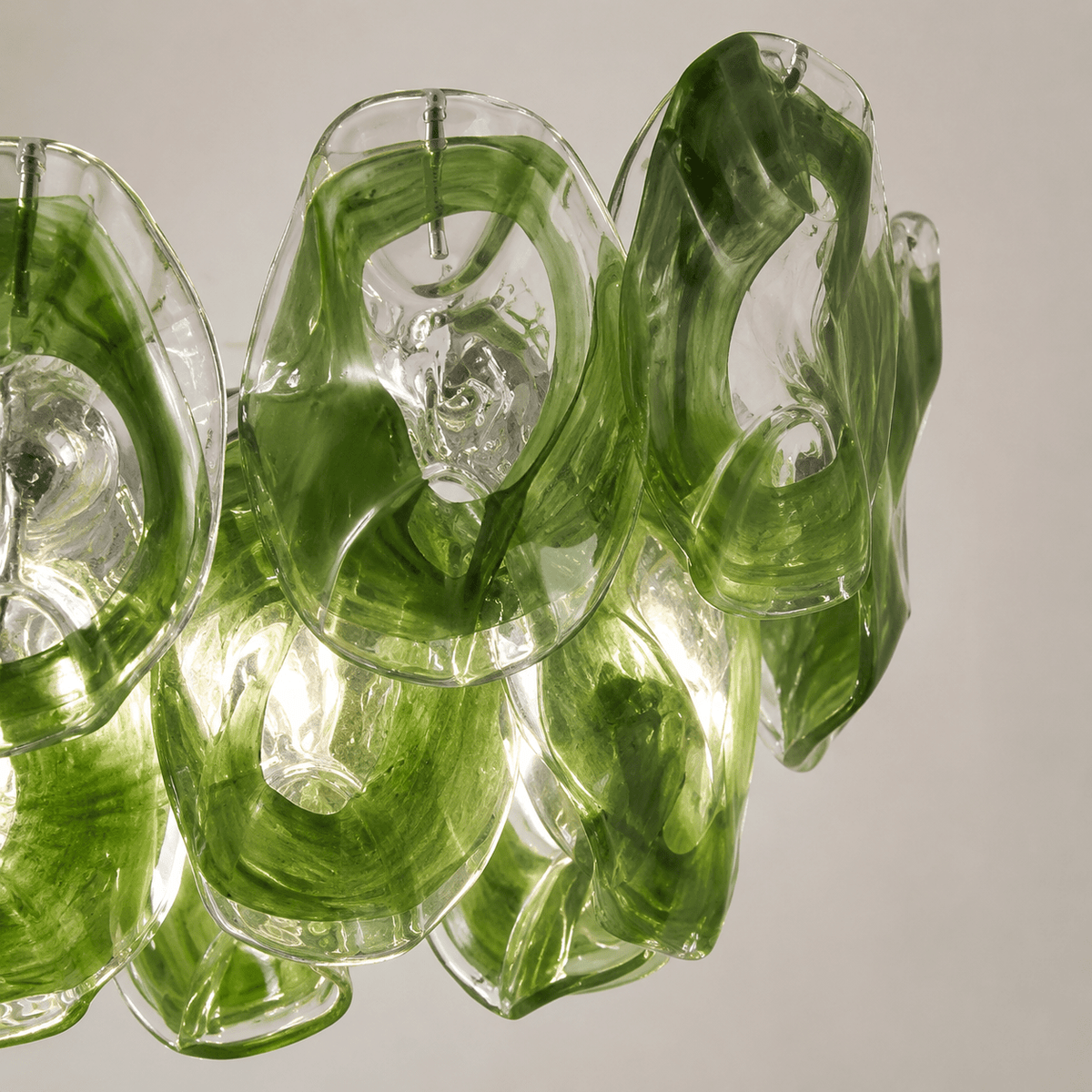 Dining Room Chandelier | Sculptural Green Glass Linear Style | Verdalia - L39.4” × W13.8” × H11.4”Blushlighting
