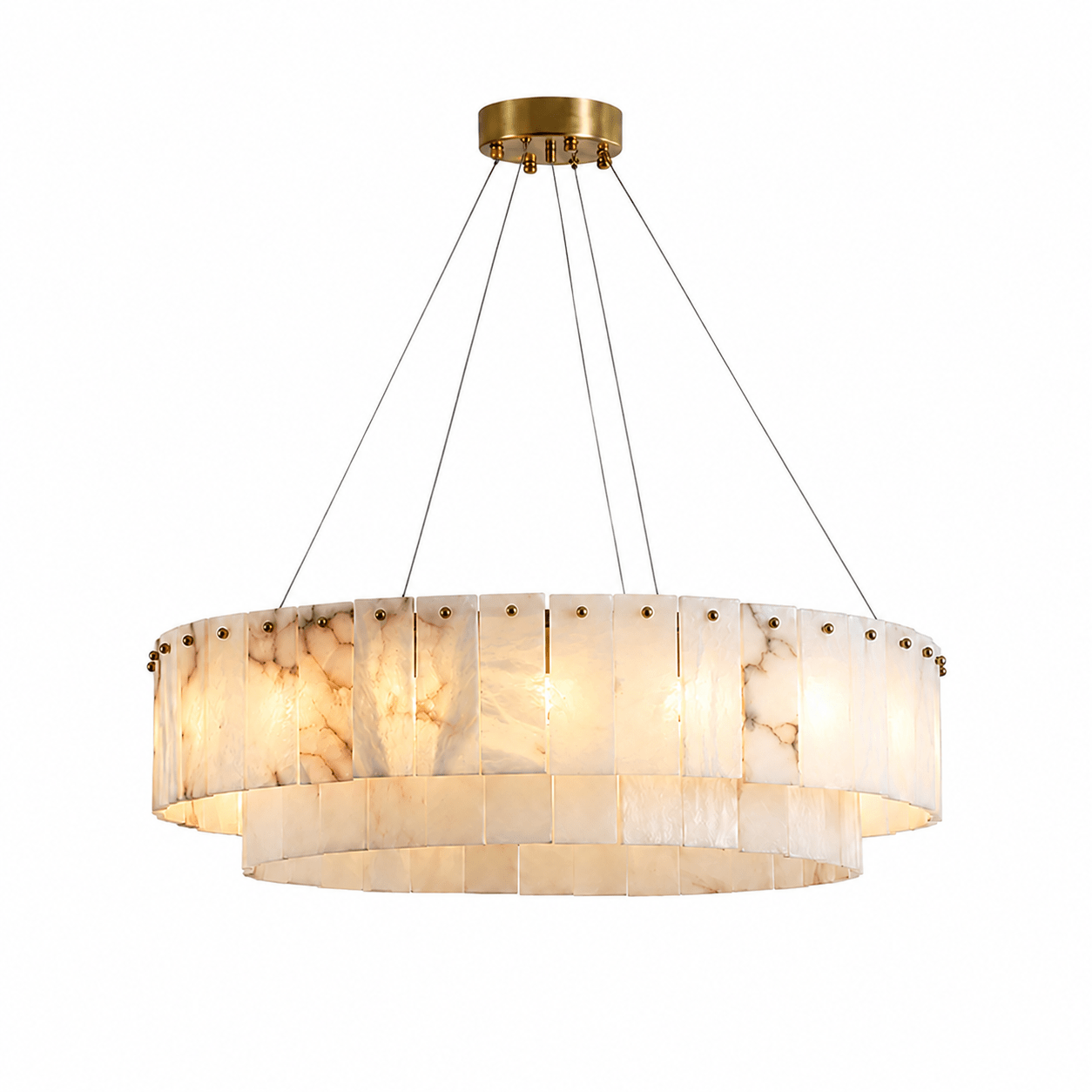 Dining Room Chandelier | Spanish Alabaster Tiered Style | Solenne - D23.6” × H8.7”Blushlighting