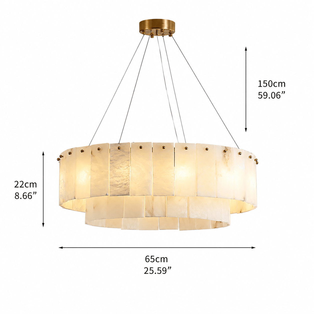 Dining Room Chandelier | Spanish Alabaster Tiered Style | Solenne - D23.6” × H8.7”Blushlighting