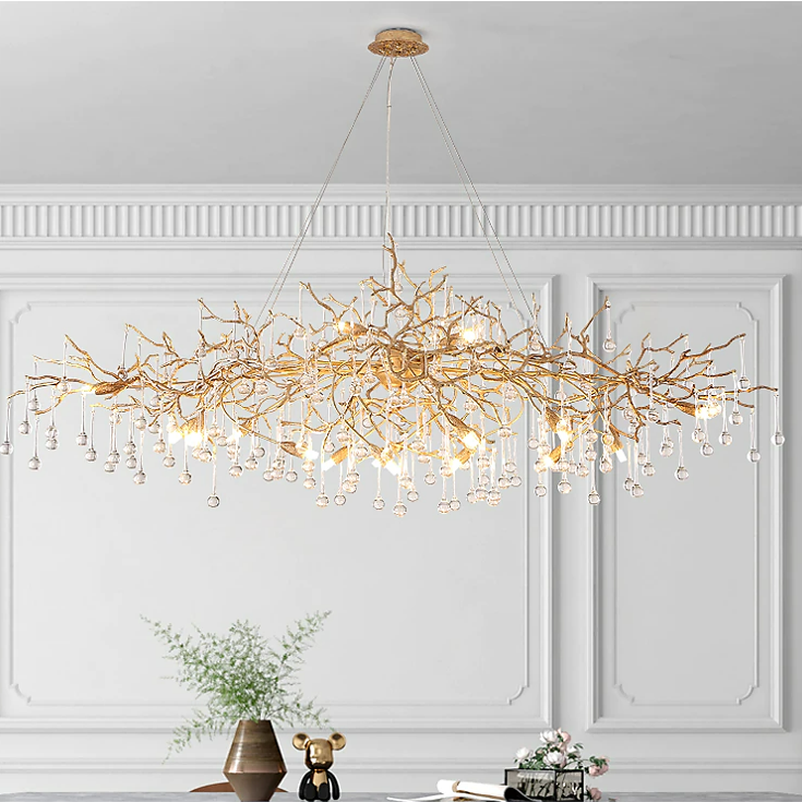 Doris Branch Crystal Chandelier Light-Chandeliers-Blushlighting