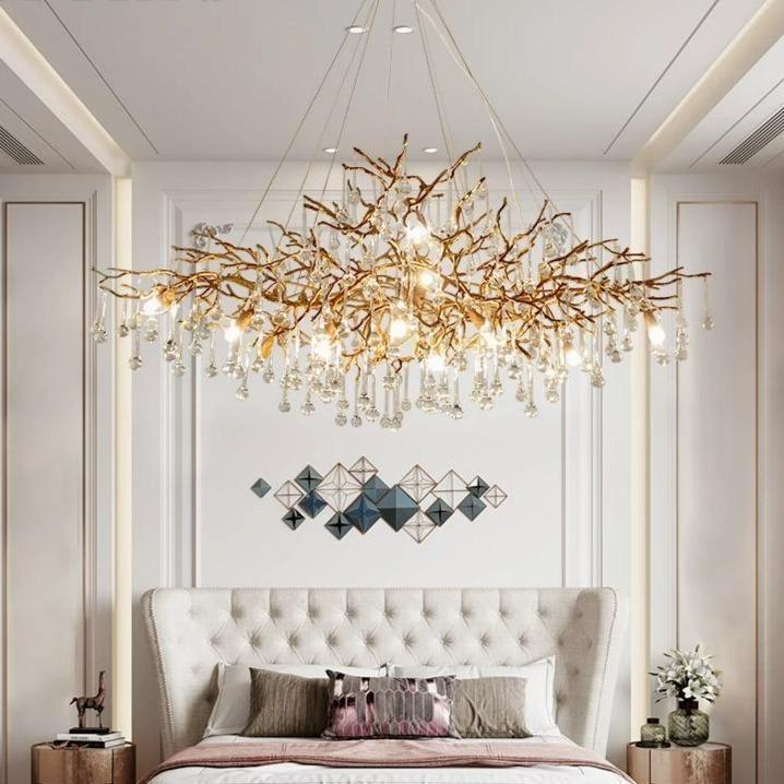 Doris Branch Crystal Chandelier Light - GoldLength 100 cm x Width 62 cm x Height 50 cmBlushlighting