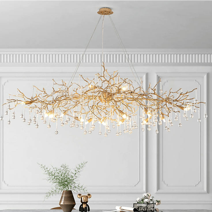 Doris Branch Crystal Chandelier Light - GoldLength 100 cm x Width 62 cm x Height 50 cmBlushlighting