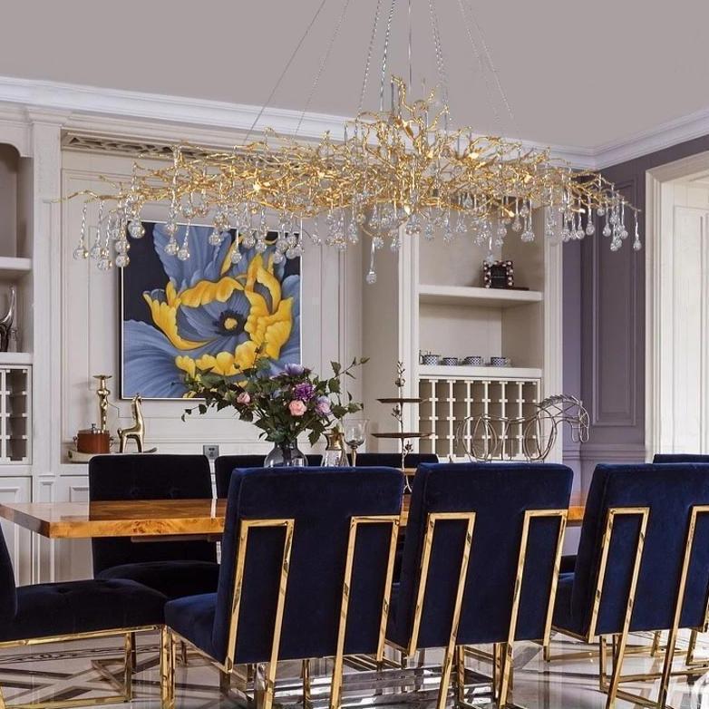 Doris Branch Crystal Chandelier Light - GoldLength 100 cm x Width 62 cm x Height 50 cmBlushlighting