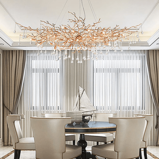 Doris Branch Crystal Chandelier Light - GoldLength 100 cm x Width 62 cm x Height 50 cmBlushlighting