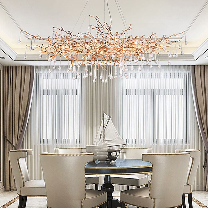 Doris Branch Crystal Chandelier Light-Chandeliers-Blushlighting