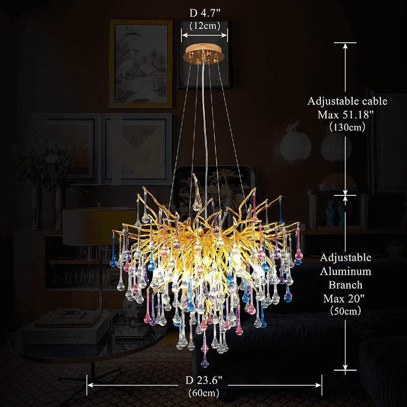 Doris Crystal Branch Chandelier 23.5"D Gold - Blushlighting