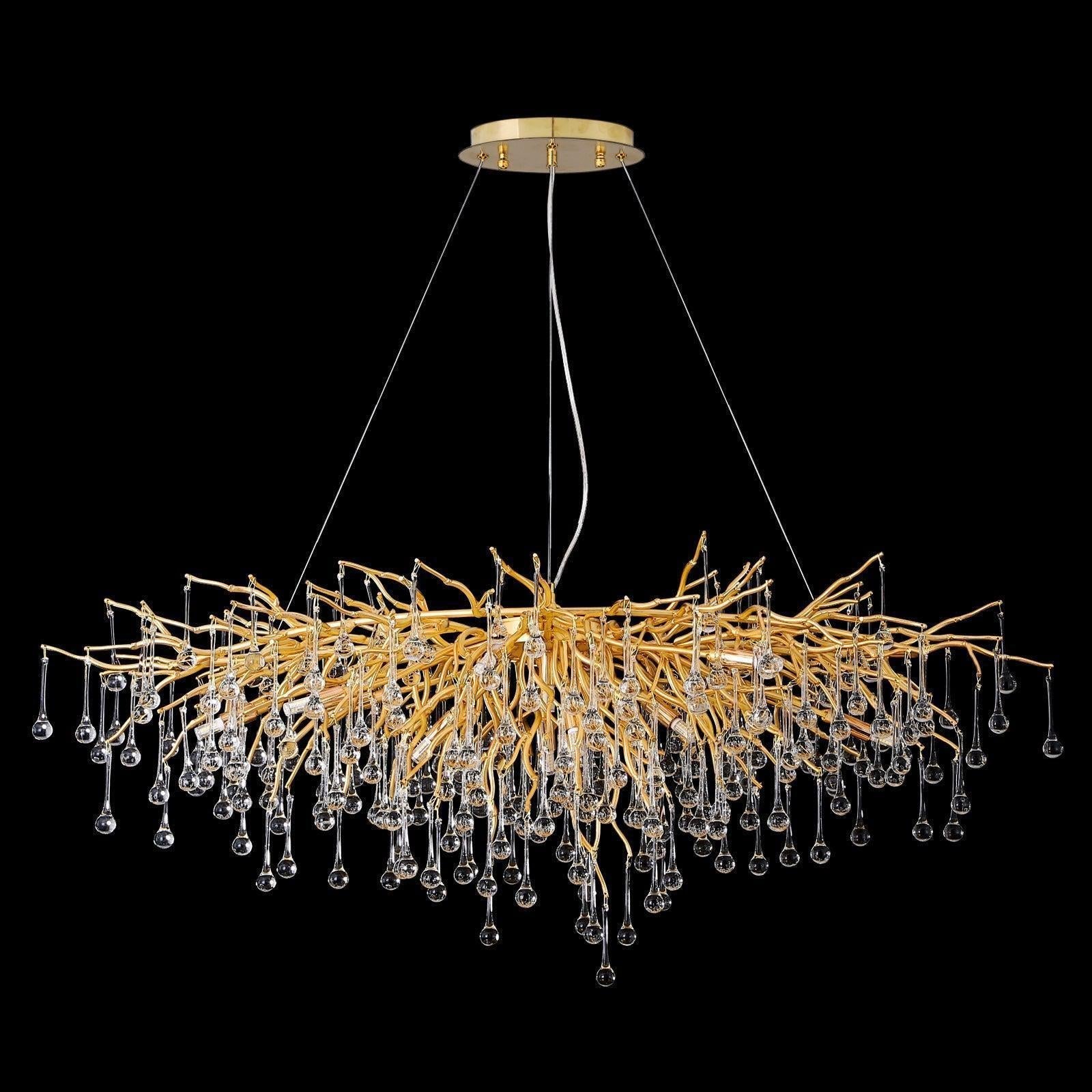 Doris Crystal Rectangular Branch Chandelier L45"-Chandelier-Blushlighting