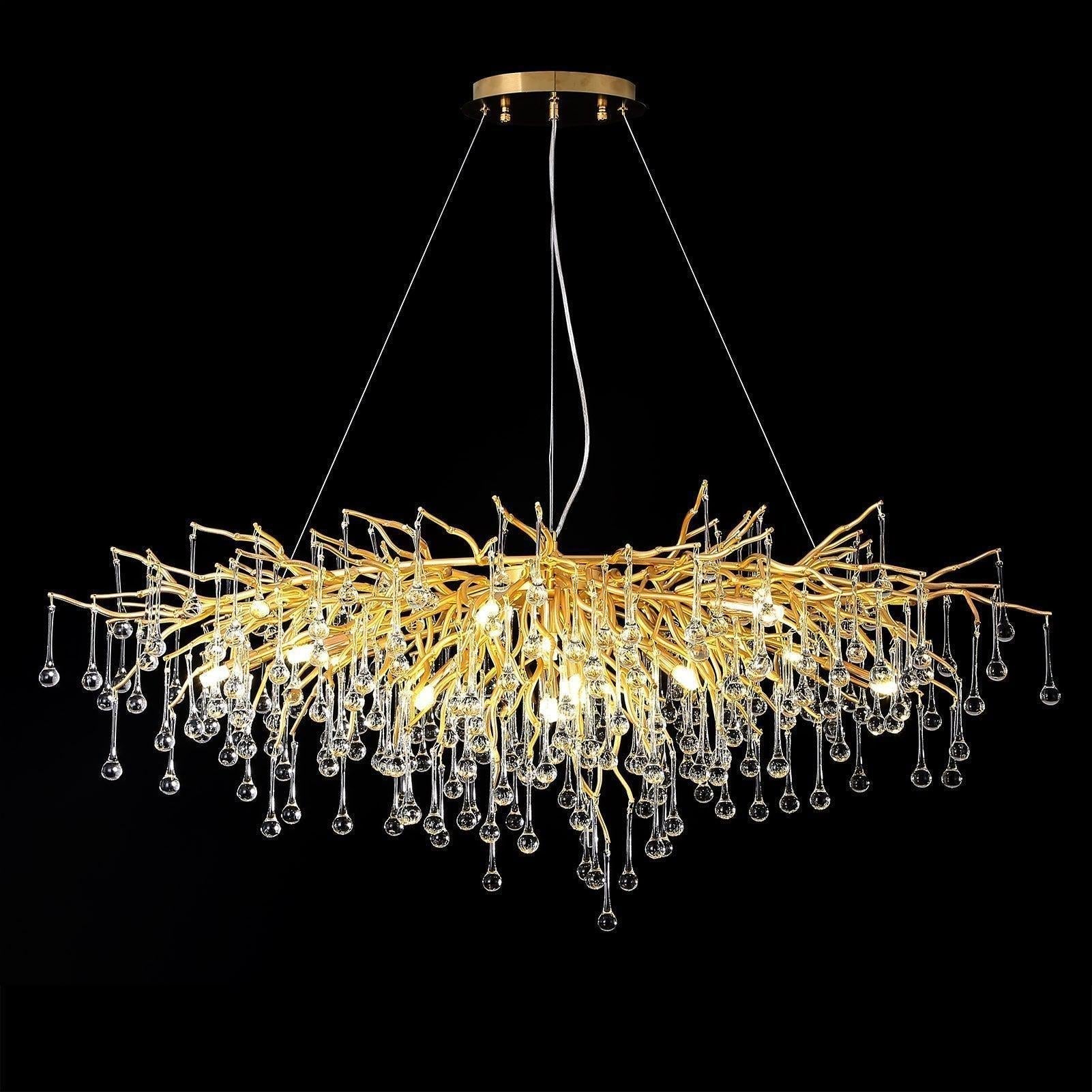 Doris Crystal Rectangular Branch Chandelier L45" - Blushlighting