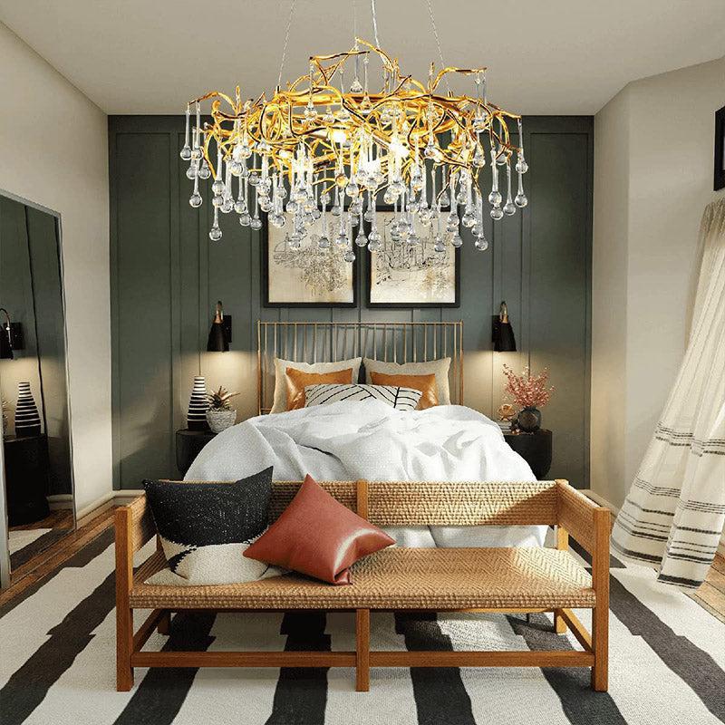 Doris Crystal Round Branch Chandelier 23.5"D Gold-Chandelier-Blushlighting