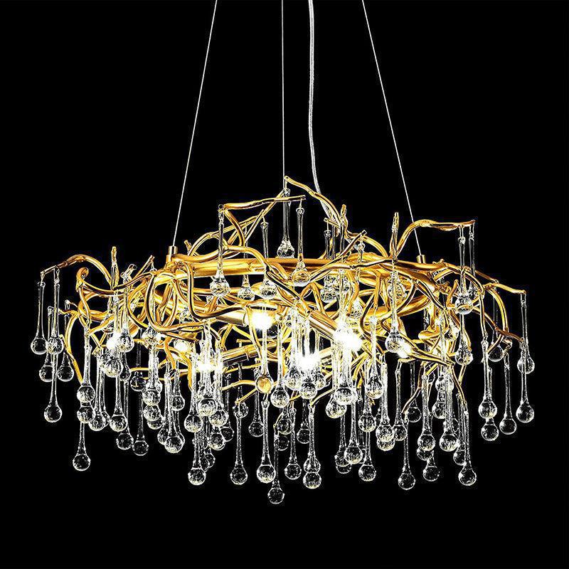 Doris Crystal Round Branch Chandelier 23.5"D Gold - Blushlighting