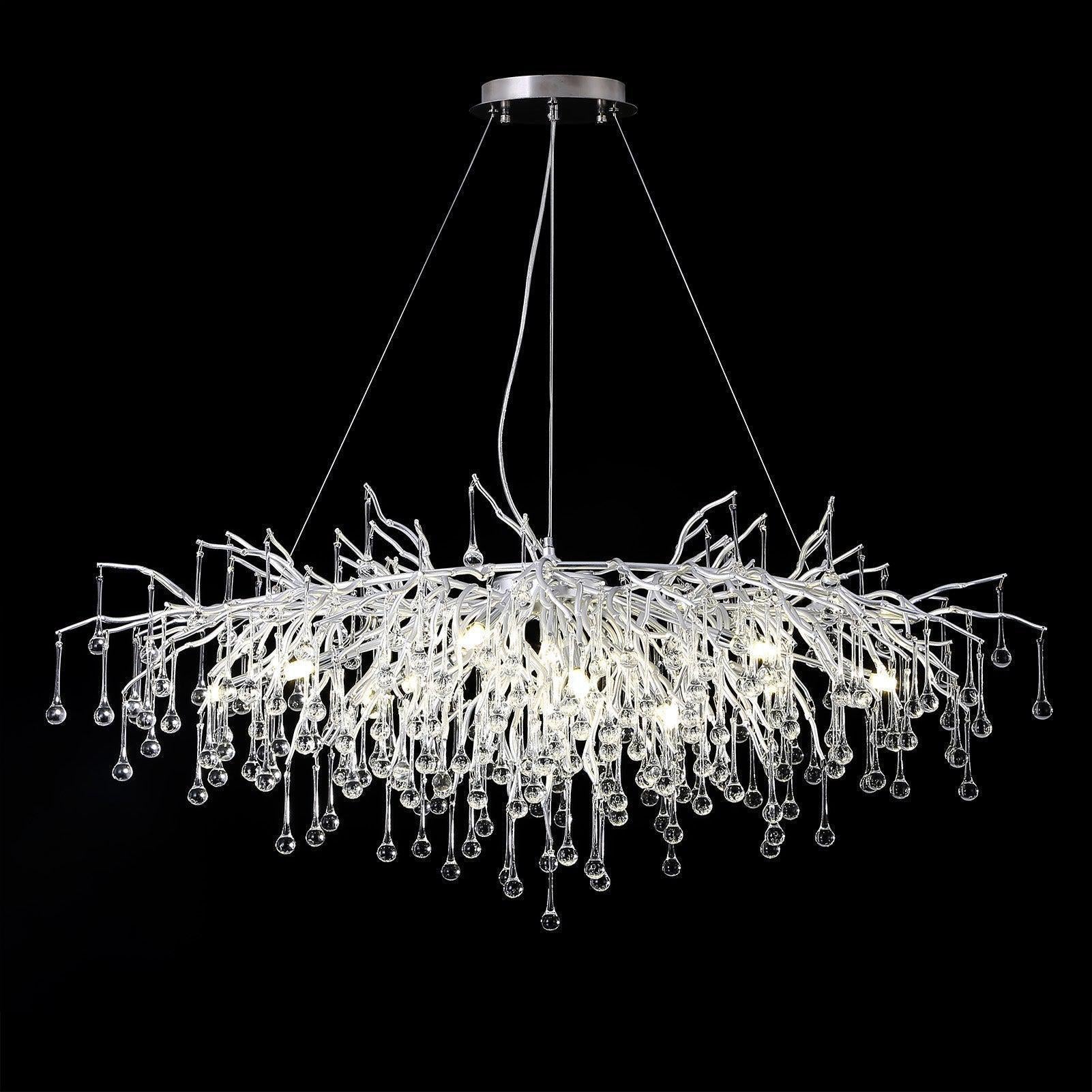 Doris Rectangle Branch Chandelier 45"L Silver-Chandelier-Blushlighting