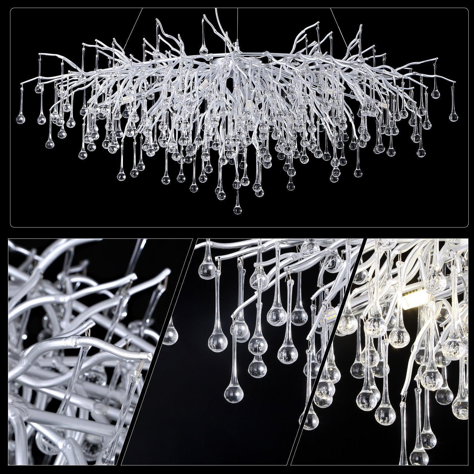 Doris Rectangle Branch Chandelier 45"L Silver - Blushlighting