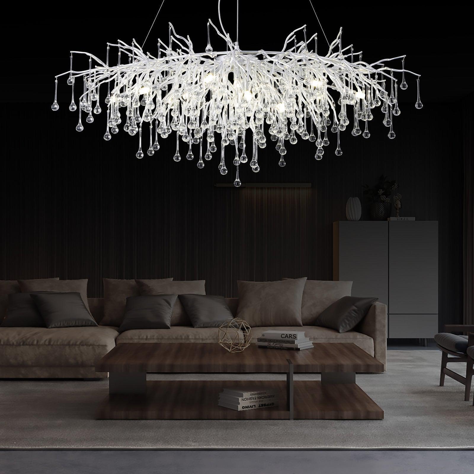 Doris Rectangle Branch Chandelier 45"L Silver - Blushlighting