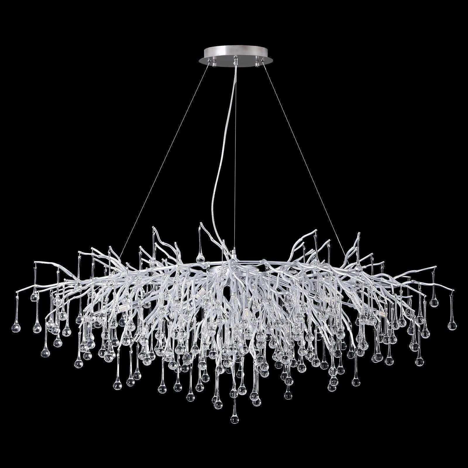 Doris Rectangle Branch Chandelier 45"L Silver-Chandelier-Blushlighting