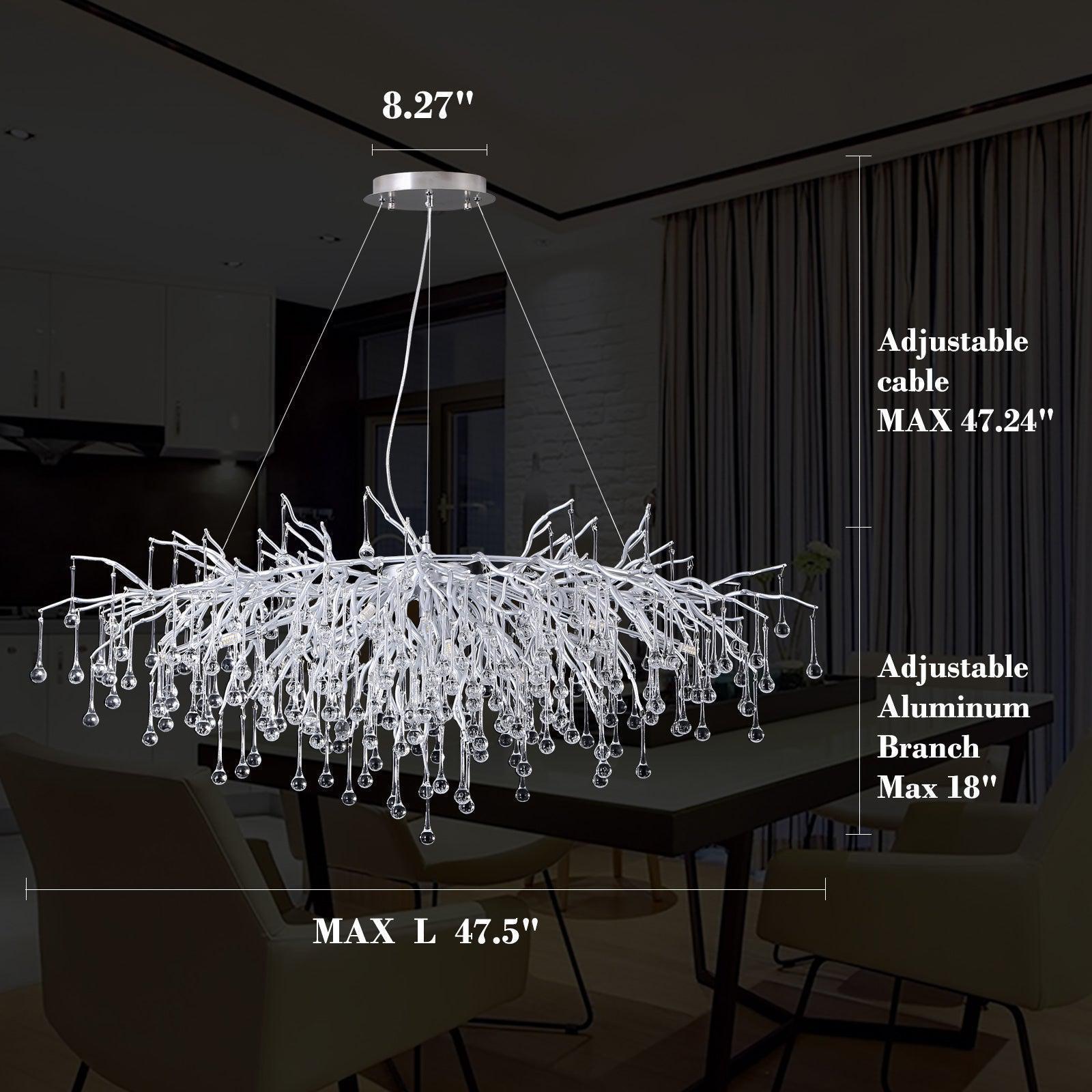 Doris Rectangle Branch Chandelier 45"L Silver - Blushlighting