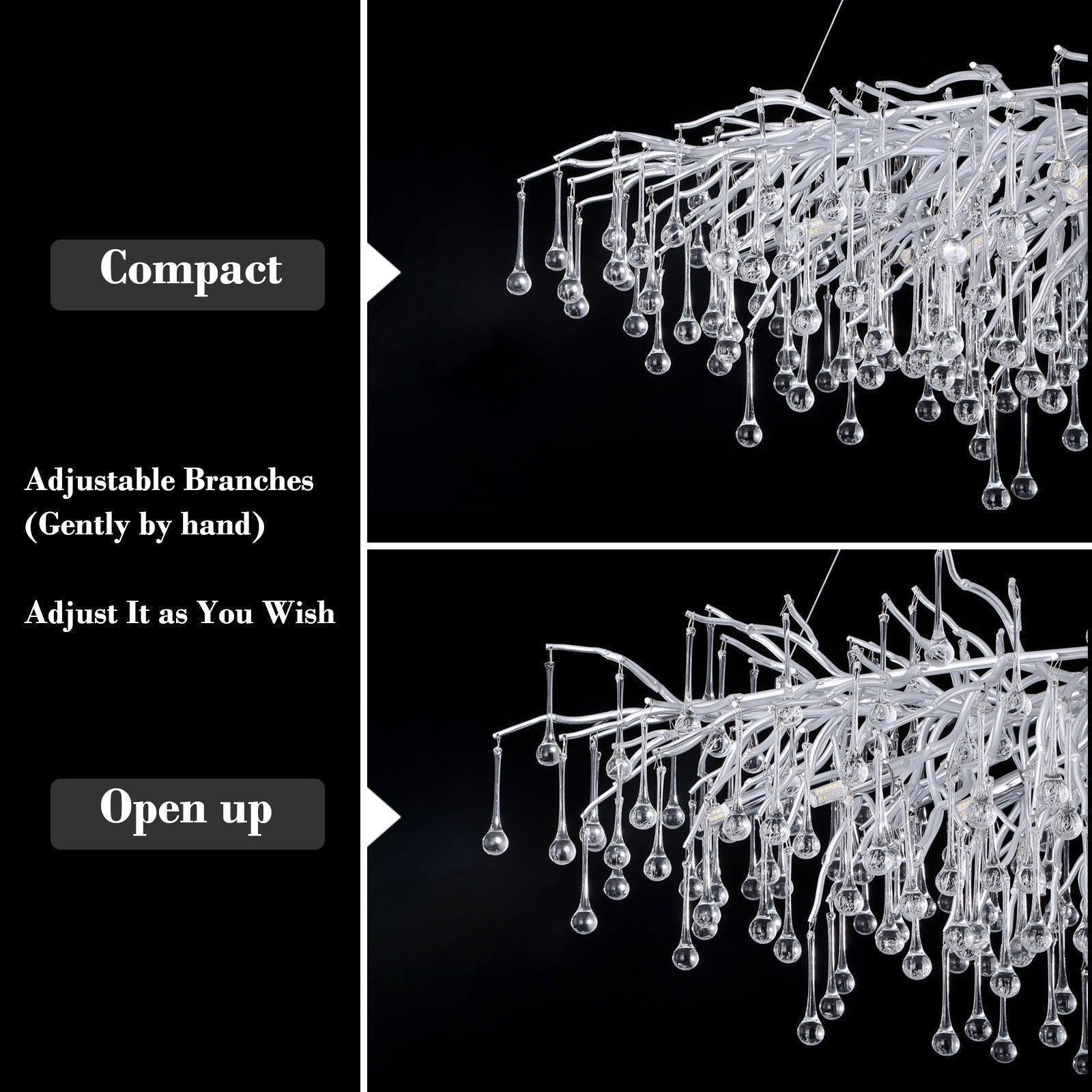 Doris Rectangle Branch Chandelier 45"L Silver - Blushlighting