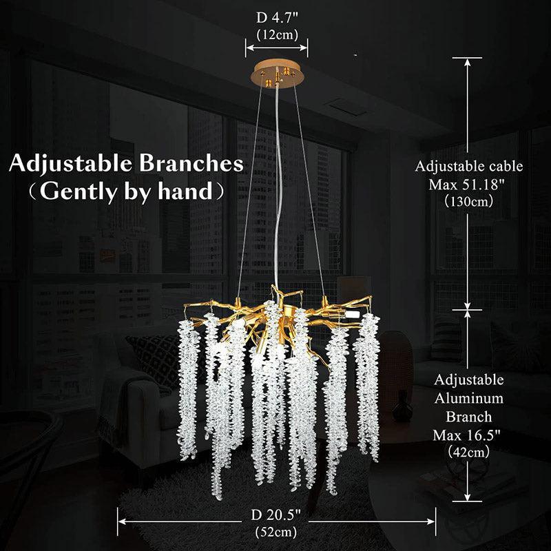 Doris White Crystal Branch Chandelier 20.5"D-Chandelier-Blushlighting