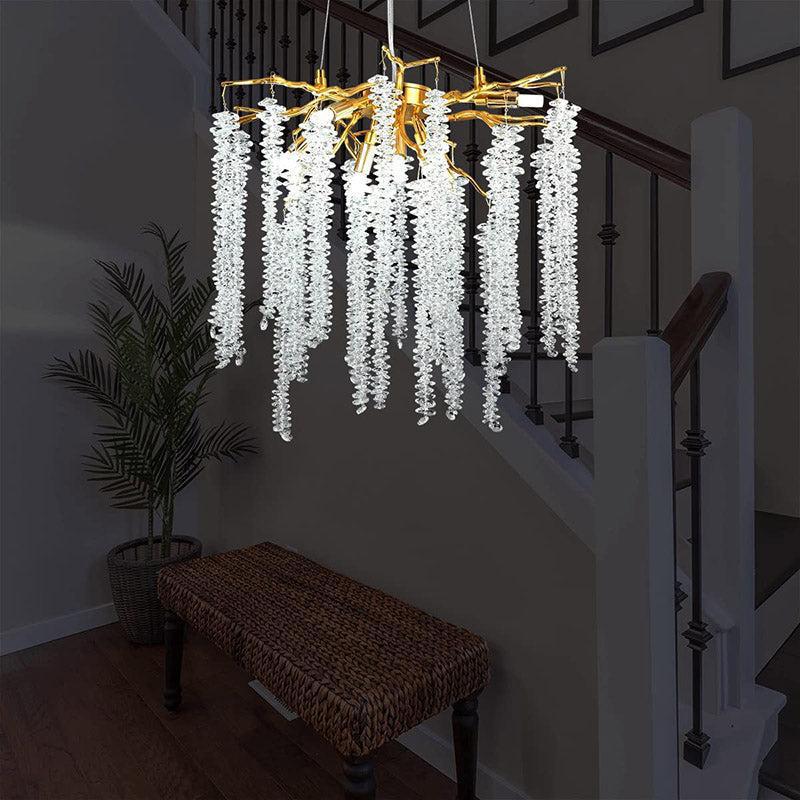 Doris White Crystal Branch Round Chandelier D20.5" L45" - 20.5"D RoundBlushlighting