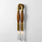 Double Head Antonia Horsehair Sconce-Dia 18cm x H 67cm / ∅ 7.1″ x H 26.4″-Aged Brass-Flaxen-Blushlighting