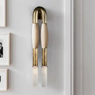Double Head Antonia Horsehair Sconce-Dia 18cm x H 67cm / ∅ 7.1″ x H 26.4″-Aged Brass-Palomino-Blushlighting