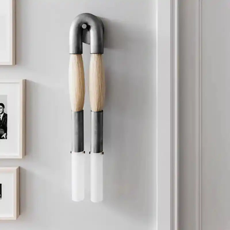 Double Head Antonia Horsehair Sconce-Dia 14cm X H 78cm / ∅ 5.5″ X H 30″-Oil-Rubbed Bronze-Palomino-Blushlighting
