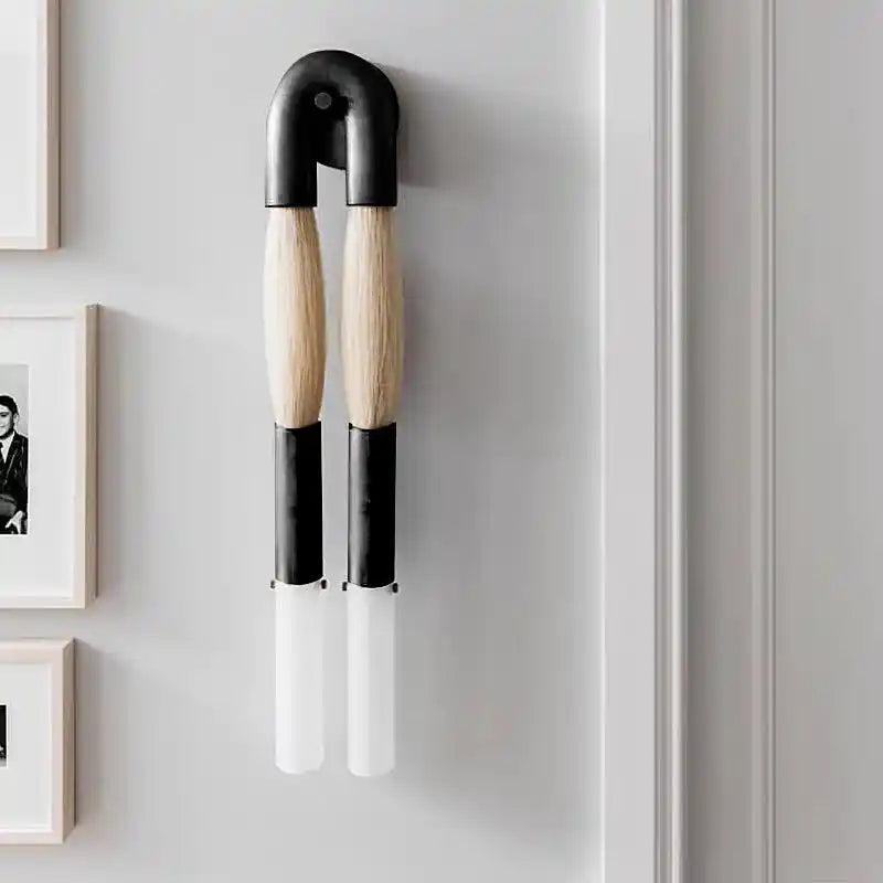 Double Head Antonia Horsehair Sconce-Dia 18cm x H 67cm / ∅ 7.1″ x H 26.4″-Blackened Brass-Palomino-Blushlighting